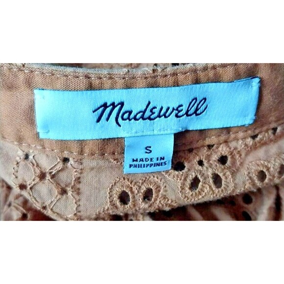 Madewell Fall Pumpkin Brown Eyelet 100% Cotton Blouse Top Small - Picture 10 of 10
